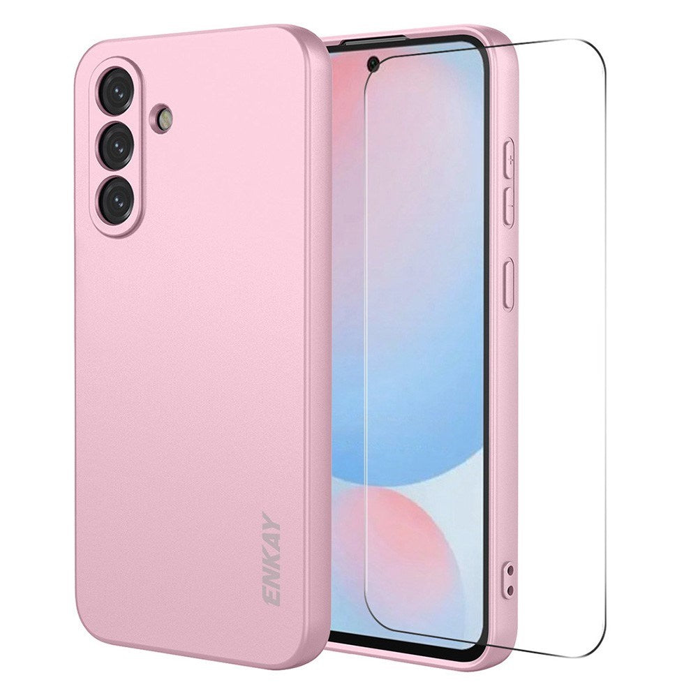 Samsung Galaxy A57 ENKAY Silikon Deksel med Skjermbeskytter - Rosa