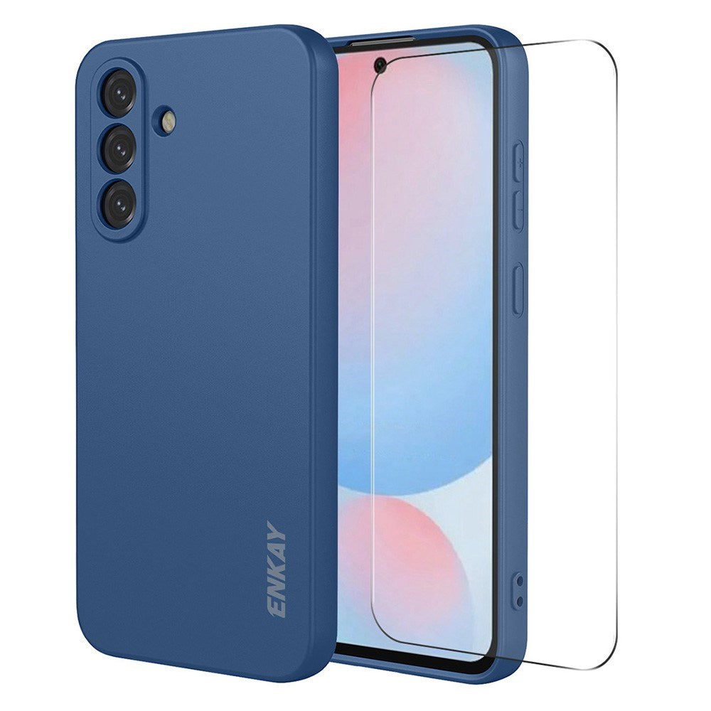 Samsung Galaxy A57 ENKAY Silikon Deksel med Skjermbeskytter - Blå