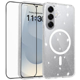 Samsung Galaxy S26+ (Plus) EIDERWOOD Magnetisk Plast Glitter Deksel m. Skjermbeskyttelsesglass – MagSafe Kompatibel – Gjennomsiktig