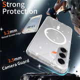 Samsung Galaxy S26+ (Plus) EIDERWOOD Magnetisk Plast Glitter Deksel m. Skjermbeskyttelsesglass – MagSafe Kompatibel – Gjennomsiktig