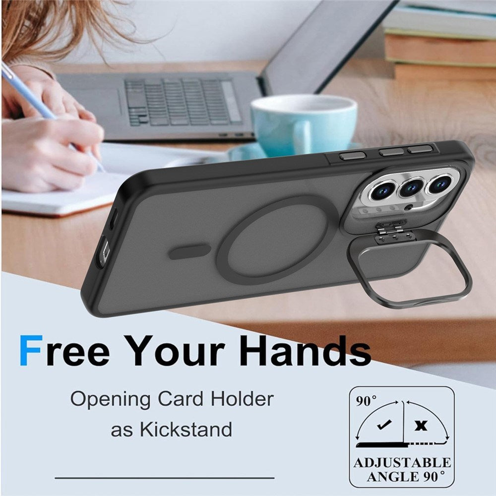 Samsung Galaxy A57 EIDERWOOD Hybrid Deksel med Kickstand – MagSafe Kompatibel – Svart