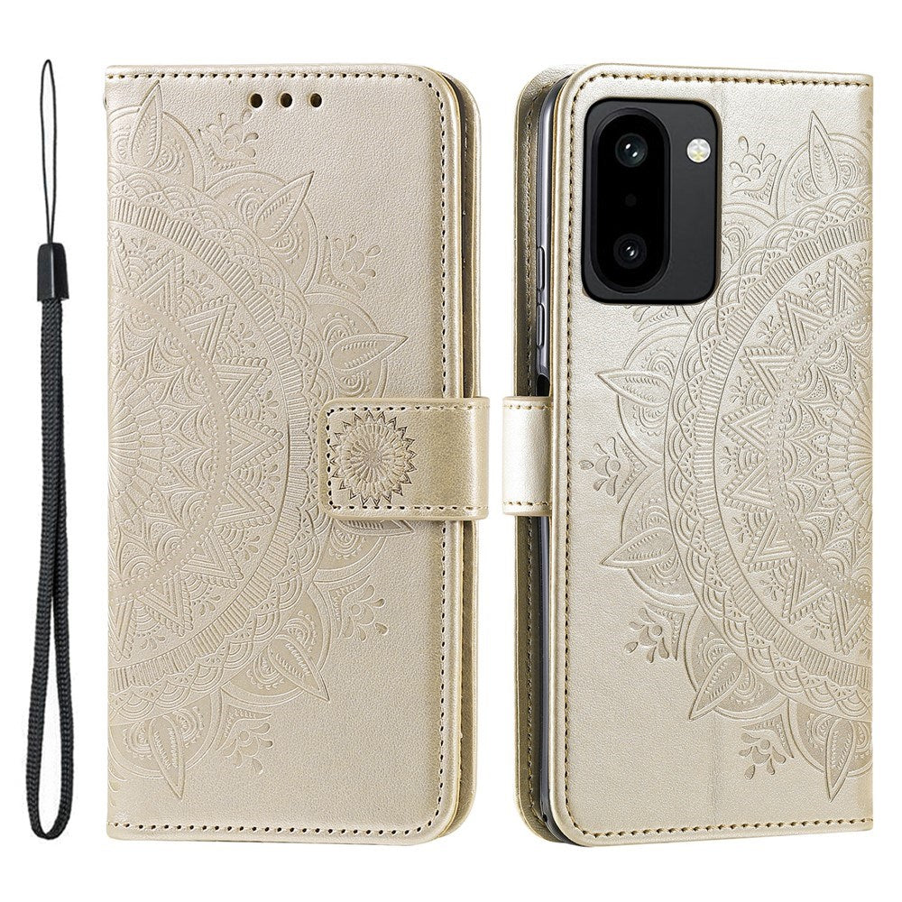 OnePlus 15R EIDERWOOD Kunstskinn Flip Deksel m. Mønster - Gull