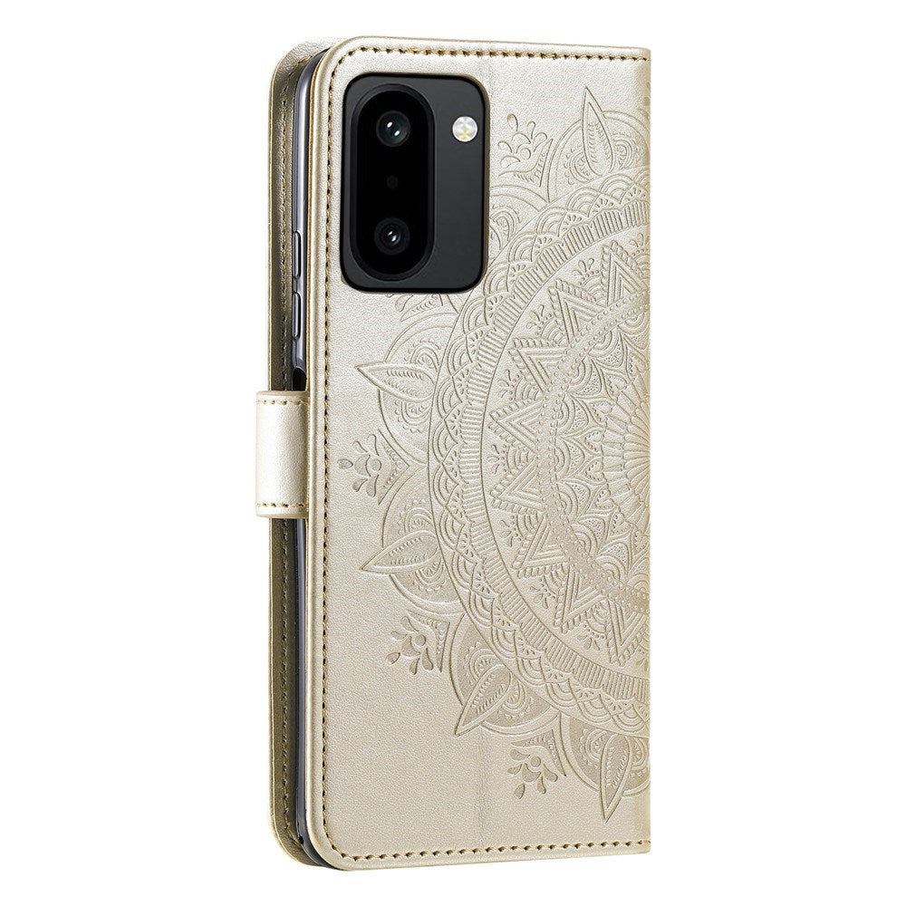 OnePlus 15R EIDERWOOD Kunstskinn Flip Deksel m. Mønster - Gull