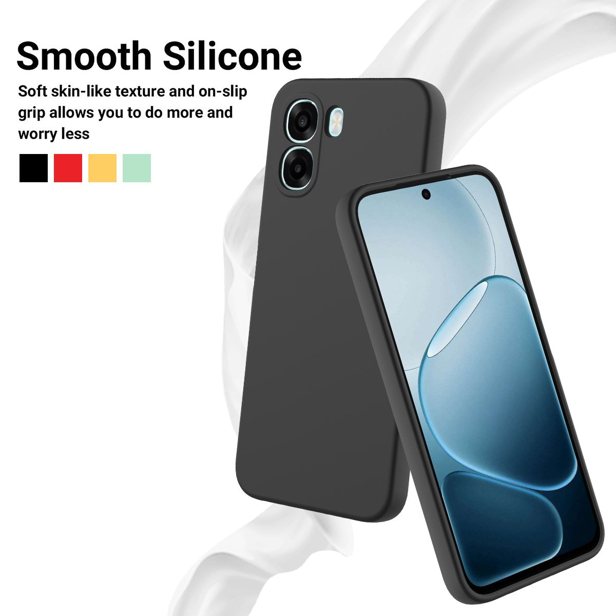 OPPO A6x EIDERWOOD Silikon Deksel med Stropp - Svart