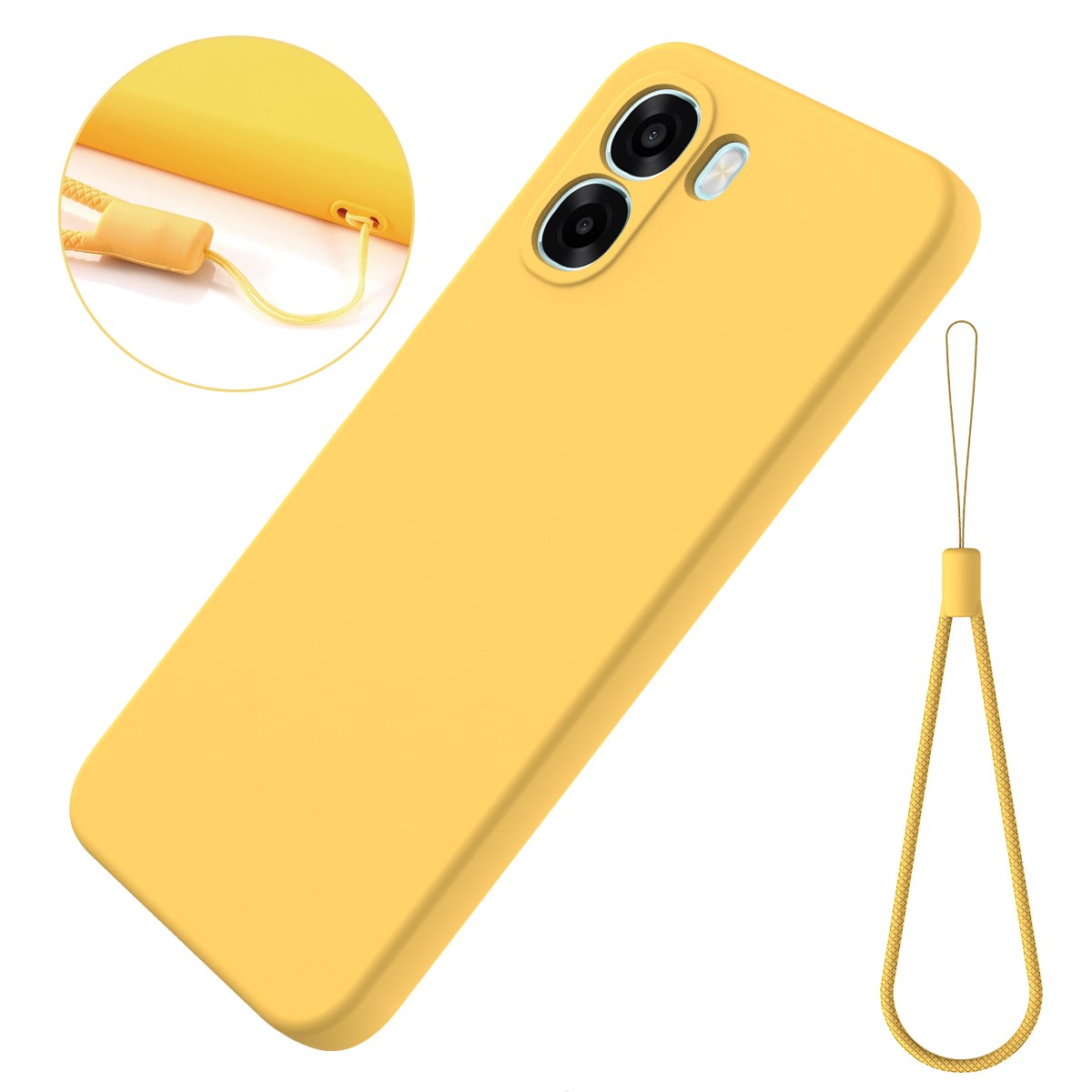 OPPO A6x EIDERWOOD Silikon Deksel med Stropp - Gul