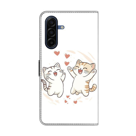 Samsung Galaxy A37 EIDERWOOD Kunstskinn Deksel med Innebygd Kortholder & Stativfunksjon - Katter & Hjerter