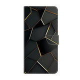 Samsung Galaxy A37 EIDERWOOD Kunstskinn Deksel med Innebygd Kortholder & Stativfunksjon - Svart / Gull