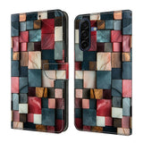 Samsung Galaxy A57 EIDERWOOD Kunstskinn Deksel med Innebygd Kortholder & Stativfunksjon - Fargerike Firkanter