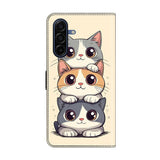 Samsung Galaxy A57 EIDERWOOD Kunstskinn Deksel med Innebygd Kortholder & Stativfunksjon - Katter