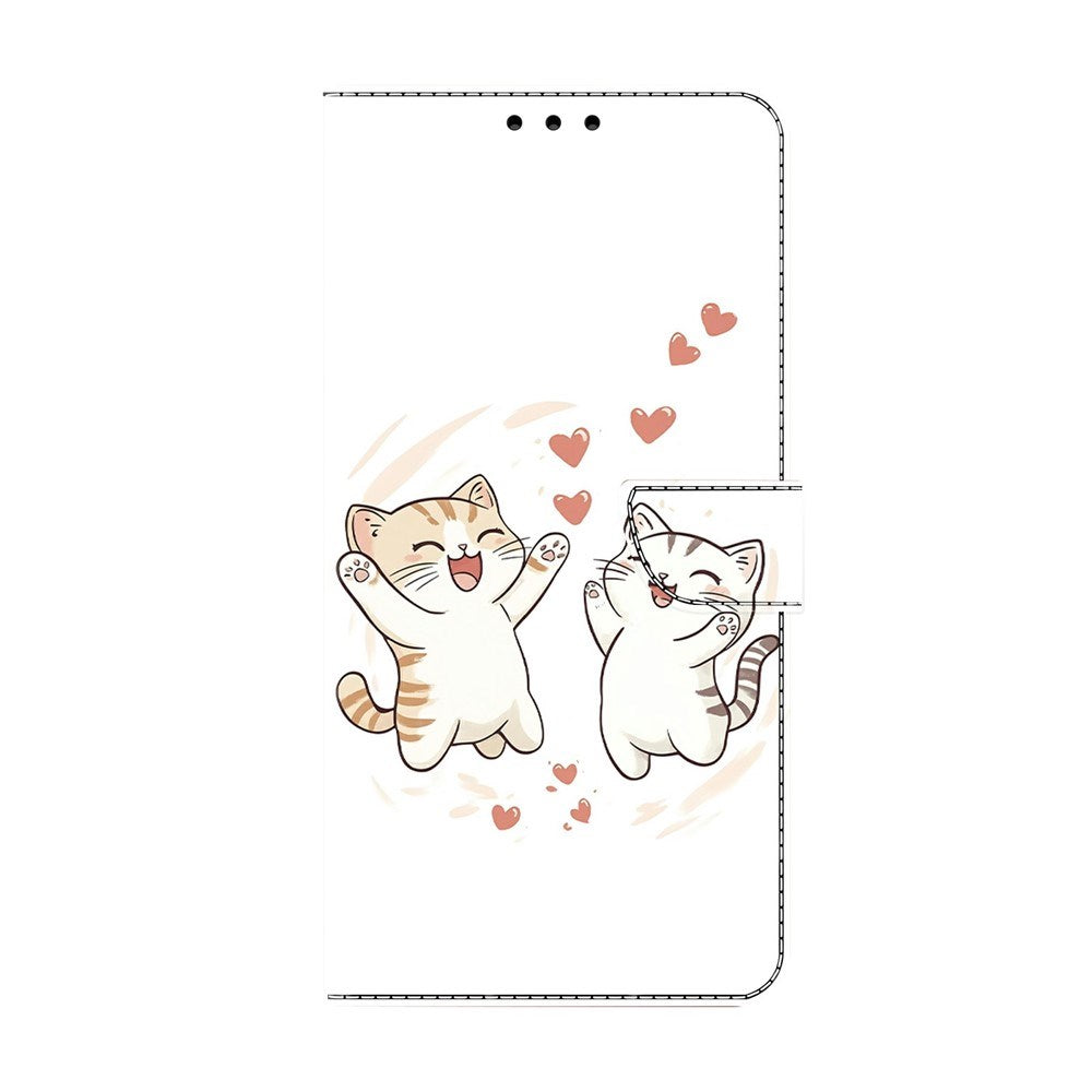 Samsung Galaxy A57 EIDERWOOD Kunstskinn Deksel med Innebygd Kortholder & Stativfunksjon - Katter & Hjerter