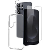 Samsung Galaxy S26 Ultra NORTHJO 3-i-1 Beskyttelsessett m. Fleksibelt Plast Deksel / Herdet Skjermbeskyttelsesglass / Kameralinsebeskytterglass - Gjennomsiktig
