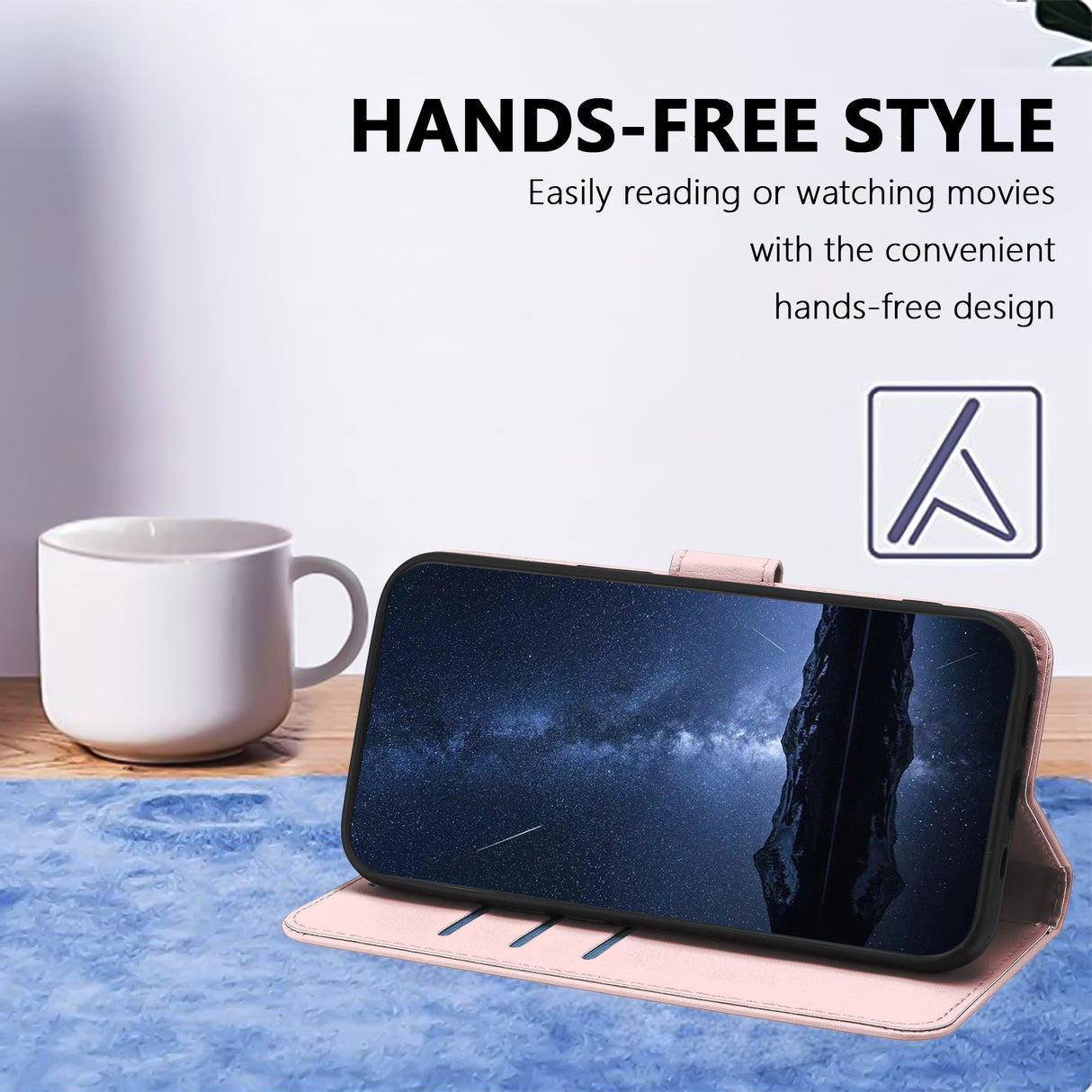 Xiaomi 17 Ultra EIDERWOOD Kunstskinn Flip Deksel m. Kortholder & Stativfunksjon - Rosegull