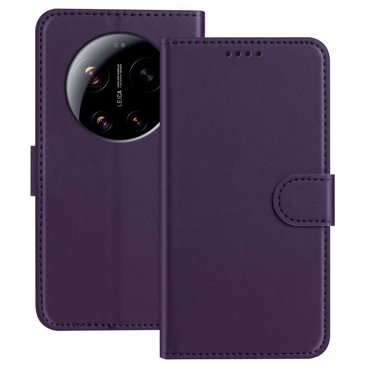 Xiaomi 17 Ultra EIDERWOOD Kunstskinn Flip Deksel m. Kortholder & Stativfunksjon - Lilla