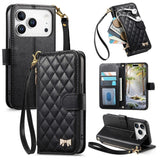 iPhone 18 Pro Max / 17 Pro Max EIDERWOOD Kunstskinn Flip Deksel m. Tekstur & Stropp - Svart