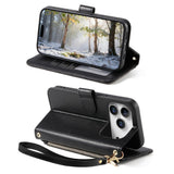 iPhone 18 Pro Max / 17 Pro Max EIDERWOOD Kunstskinn Flip Deksel m. Tekstur & Stropp - Svart