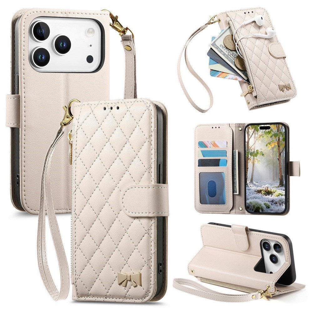 iPhone 18 Pro Max / 17 Pro Max EIDERWOOD Kunstskinn Flip Deksel m. Tekstur & Stropp - Hvit