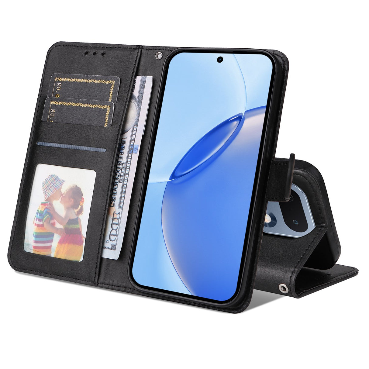 Realme 16 Pro EIDERWOOD Kunstskinn Flip Deksel m. Stropp - Svart