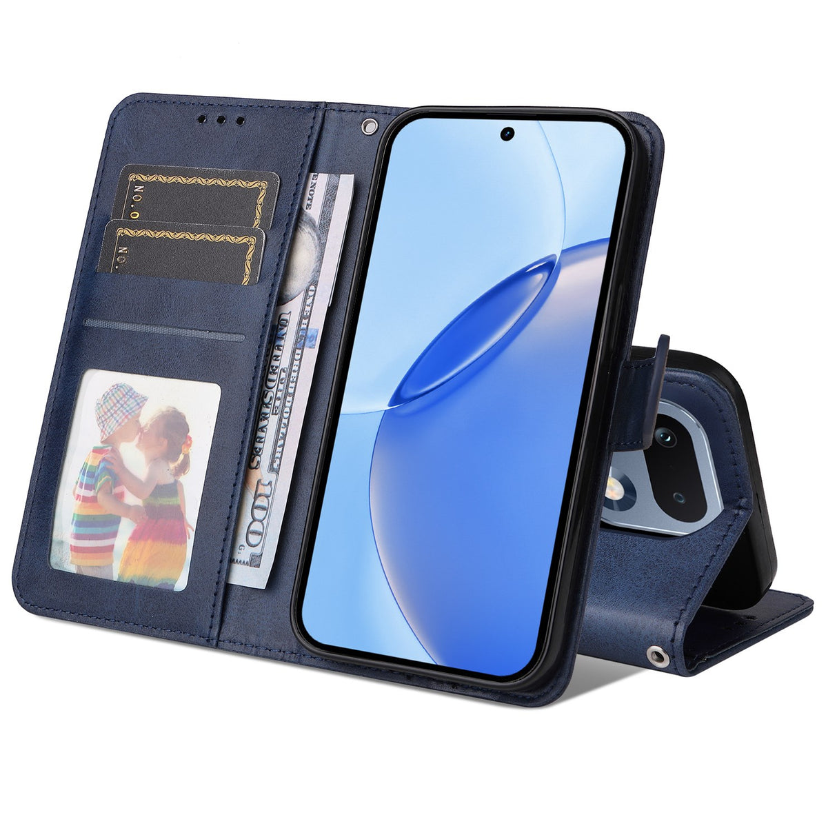 Realme 16 Pro EIDERWOOD Kunstskinn Flip Deksel m. Stropp - Blå