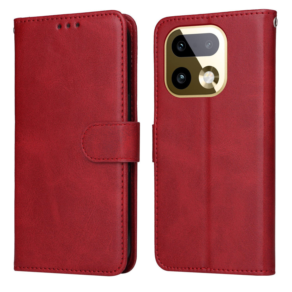 Realme 16 Pro+ EIDERWOOD Kunstskinn Flip Deksel m. Stropp - Rød
