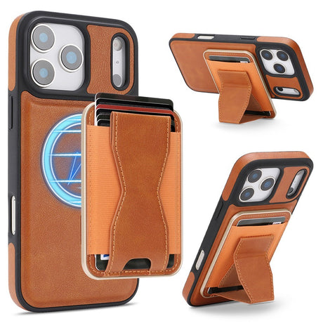 iPhone 17 Pro EIDERWOOD Kunstskinn Bak Deksel m. Kortholder & Stativfunksjon - MagSafe Kompatibel - Brun
