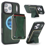 iPhone 17 Pro EIDERWOOD Kunstskinn Bak Deksel m. Kortholder & Stativfunksjon - MagSafe Kompatibel - Grønn