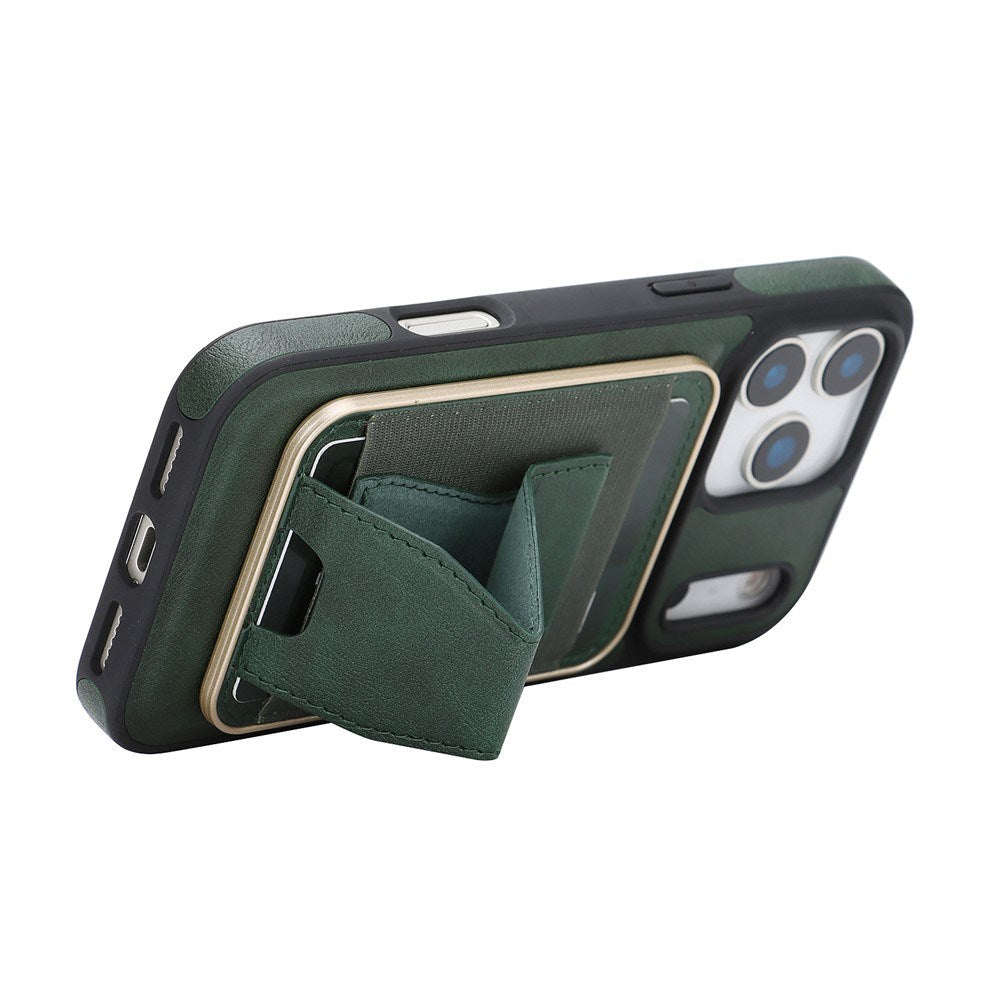 iPhone 17 Pro EIDERWOOD Kunstskinn Bak Deksel m. Kortholder & Stativfunksjon - MagSafe Kompatibel - Grønn