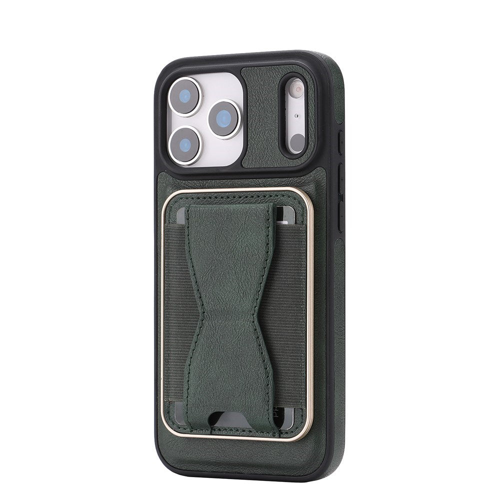 iPhone 17 Pro EIDERWOOD Kunstskinn Bak Deksel m. Kortholder & Stativfunksjon - MagSafe Kompatibel - Grønn