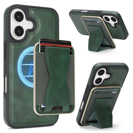iPhone 17 EIDERWOOD Kunstskinn Bak Deksel m. Kortholder & Stativfunksjon - MagSafe Kompatibel - Grønn