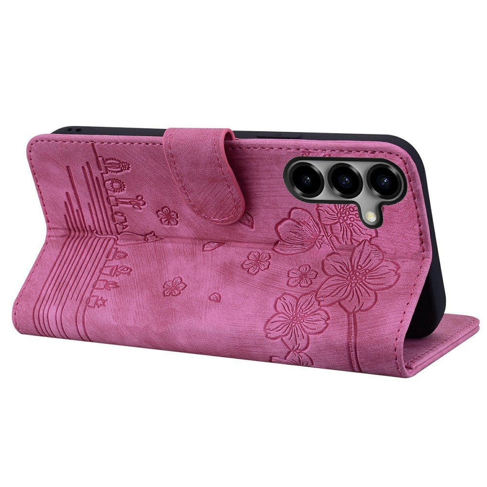 Samsung Galaxy S26 EIDERWOOD Flip Deksel med Trykk / Kortholder / Stropp - Rosa