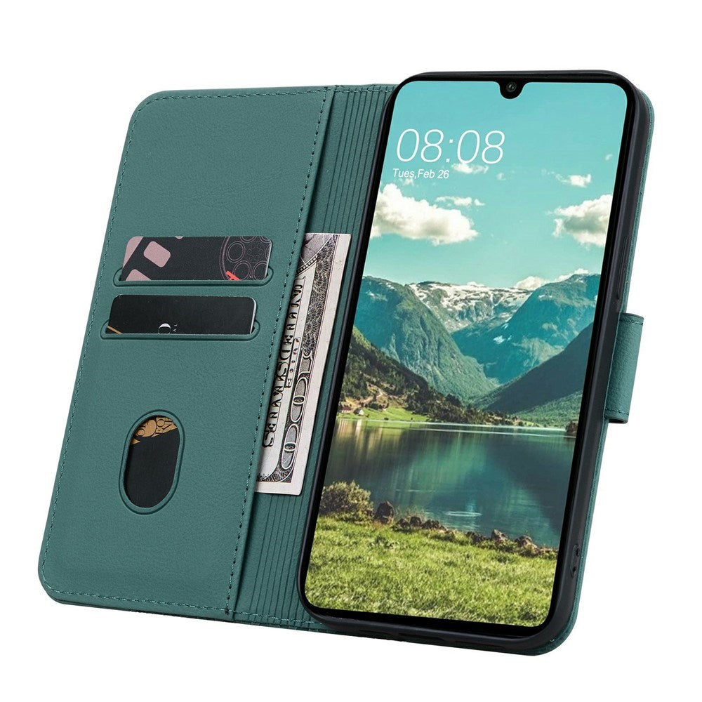 Samsung Galaxy A57 EIDERWOOD Flip Deksel med Trykk - Kortholder & Stropp - Grønn