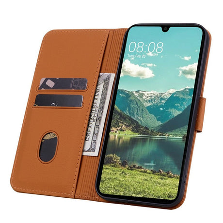 Samsung Galaxy A57 EIDERWOOD Flip Deksel med Trykk - Kortholder & Stropp - Brun