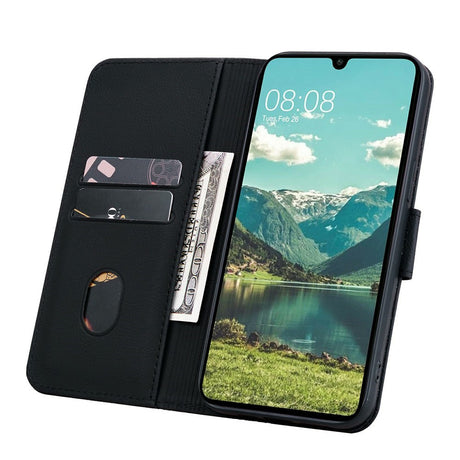 Samsung Galaxy A57 EIDERWOOD Flip Deksel med Trykk - Kortholder & Stropp - Svart