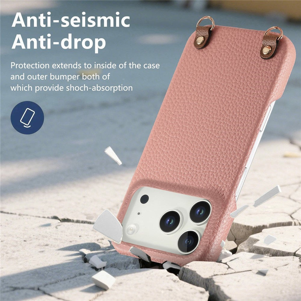 iPhone 17 Pro EIDERWOOD Kunstskinn Bakside Deksel m. Stropp - Rosa