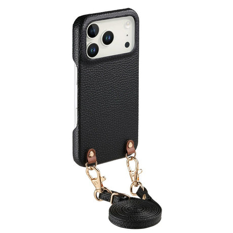 iPhone 17 Pro Max EIDERWOOD Kunstskinn Bakside Deksel m. Stropp - Svart