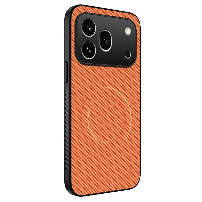 Honor 600 Pro WANLONFENG Deksel med Karbontekstur - MagSafe Kompatibel - Oransje