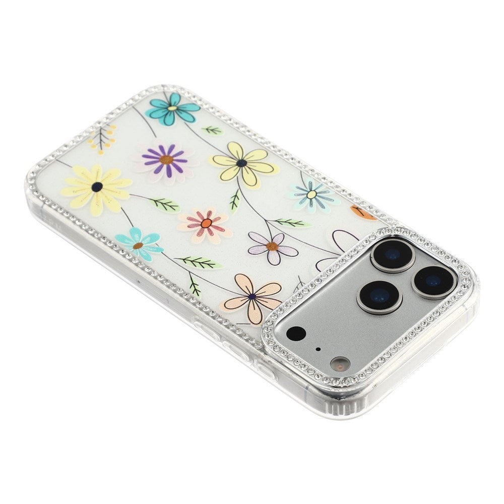 iPhone 17 Pro Max EIDERWOOD Hybrid Deksel med Strass & Blomsterdesign - Hvit / Flerfargede Blomster