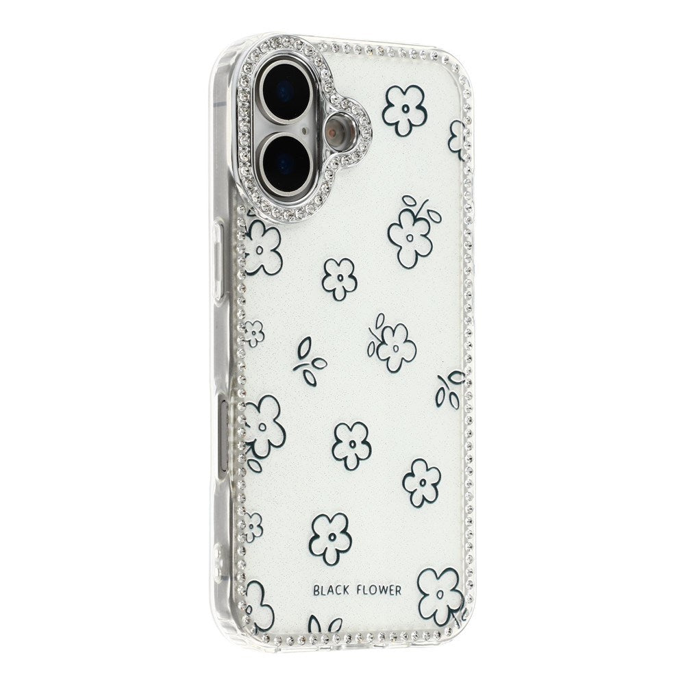 iPhone 17 EIDERWOOD Hybrid Deksel med Strass & Blomsterdesign - Hvit / Blomster