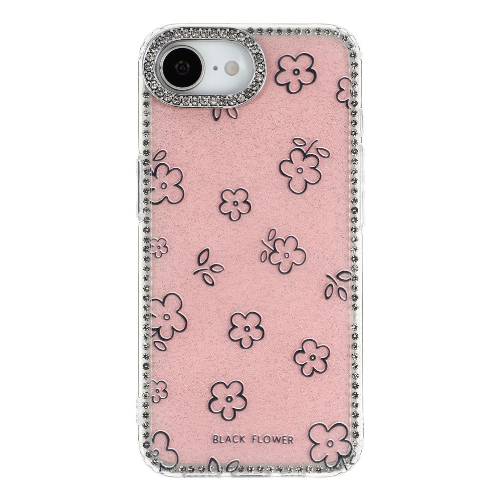 iPhone 17e / 16e EIDERWOOD Hybrid Deksel med Strass & Blomsterdesign - Rosa / Blomster