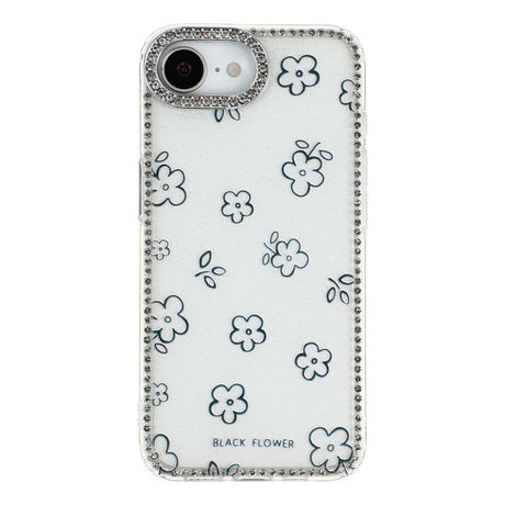 iPhone 17e / 16e EIDERWOOD Hybrid Deksel med Strass & Blomsterdesign - Hvit / Blomster