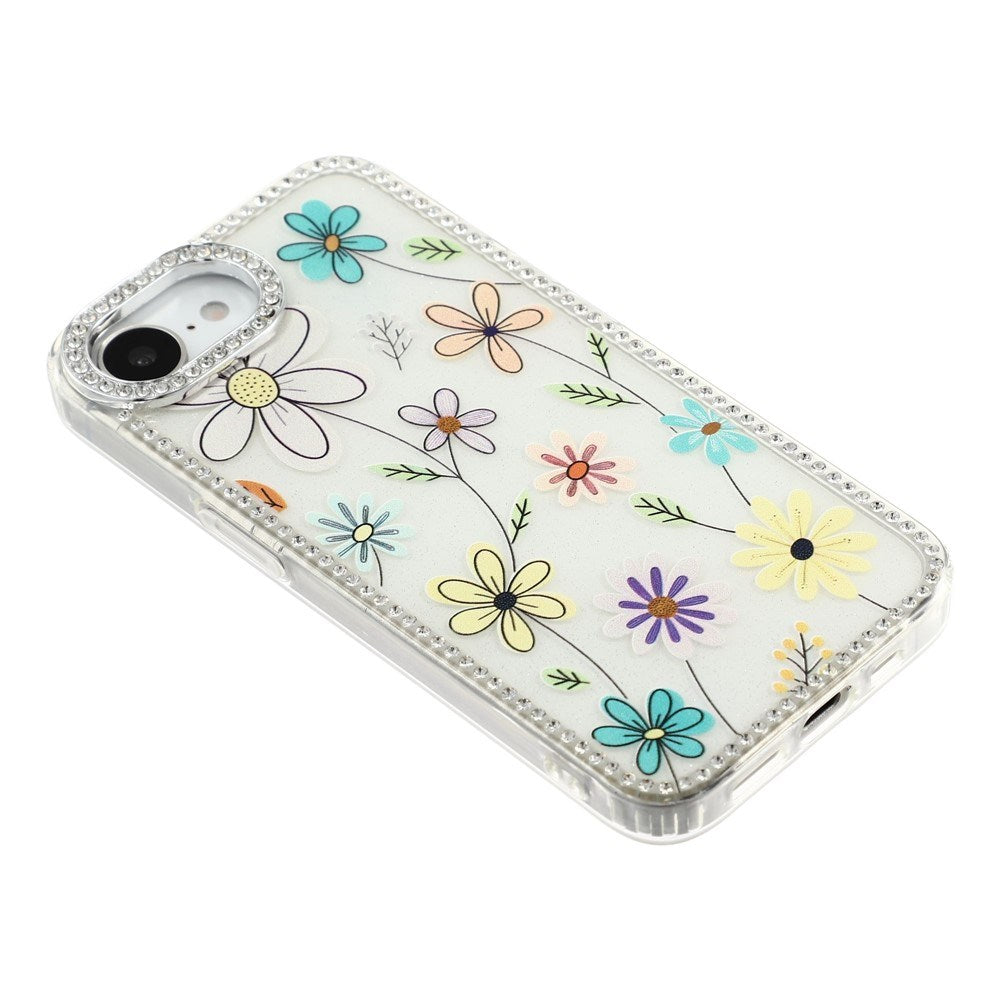 iPhone 17e / 16e EIDERWOOD Hybrid Deksel med Strass & Blomsterdesign - Hvit / Flerfarget Blomster