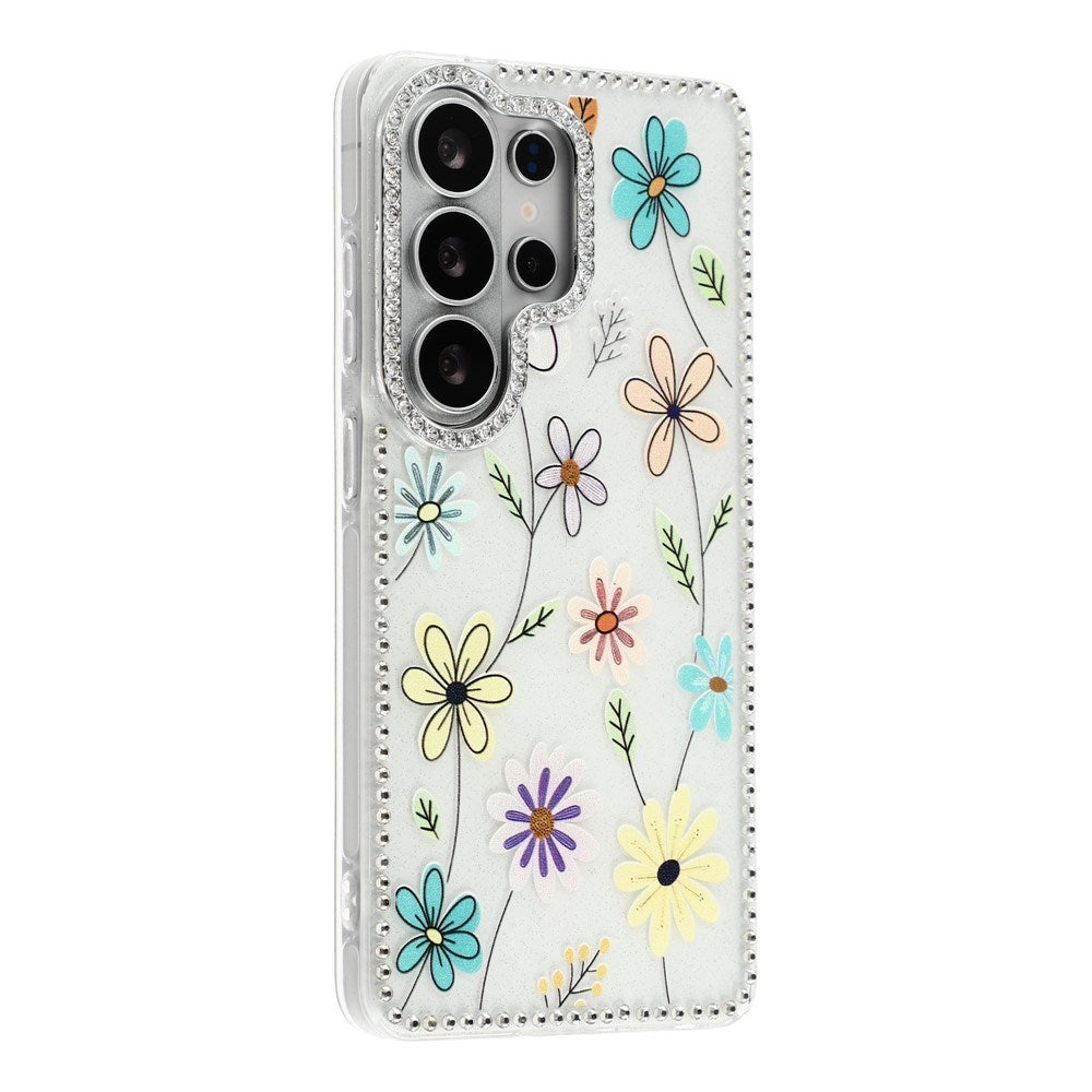Samsung Galaxy S26 Ultra EIDERWOOD Hybrid Deksel med Strass & Blomsterdesign - Hvit / Flerfargede Blomster