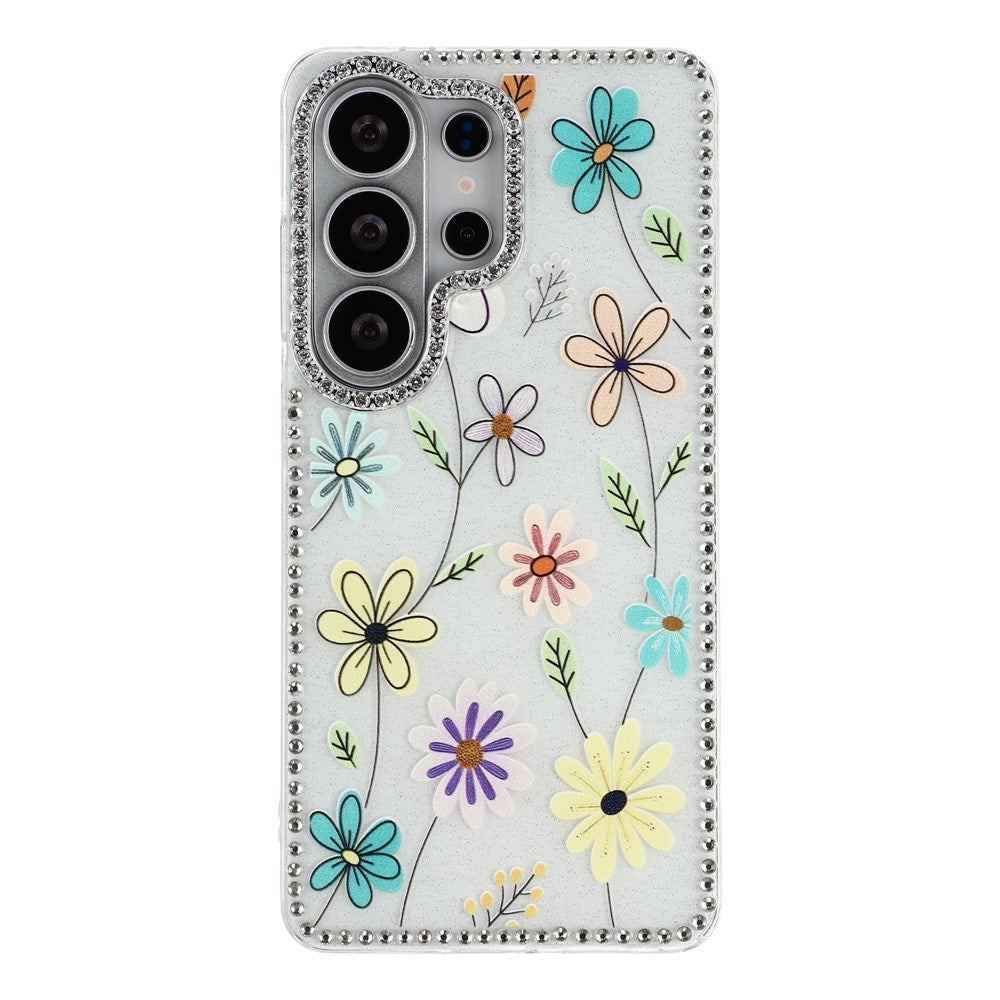 Samsung Galaxy S26 Ultra EIDERWOOD Hybrid Deksel med Strass & Blomsterdesign - Hvit / Flerfargede Blomster
