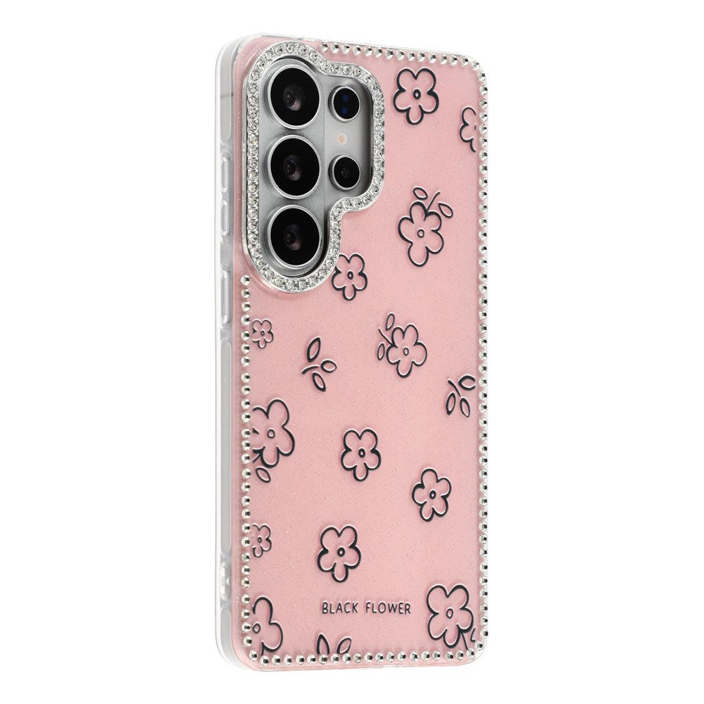 Samsung Galaxy S26 Ultra EIDERWOOD Hybrid Deksel med Strass & Blomsterdesign - Rosa / Blomster