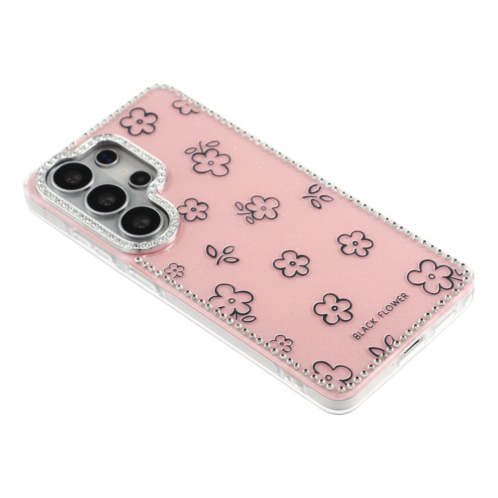 Samsung Galaxy S26 Ultra EIDERWOOD Hybrid Deksel med Strass & Blomsterdesign - Rosa / Blomster