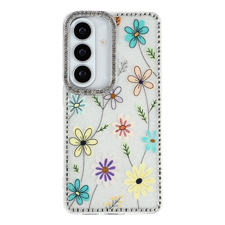 Samsung Galaxy S26 EIDERWOOD Hybrid Deksel med Strass & Blomsterdesign - Hvit / Flerfargede Blomster