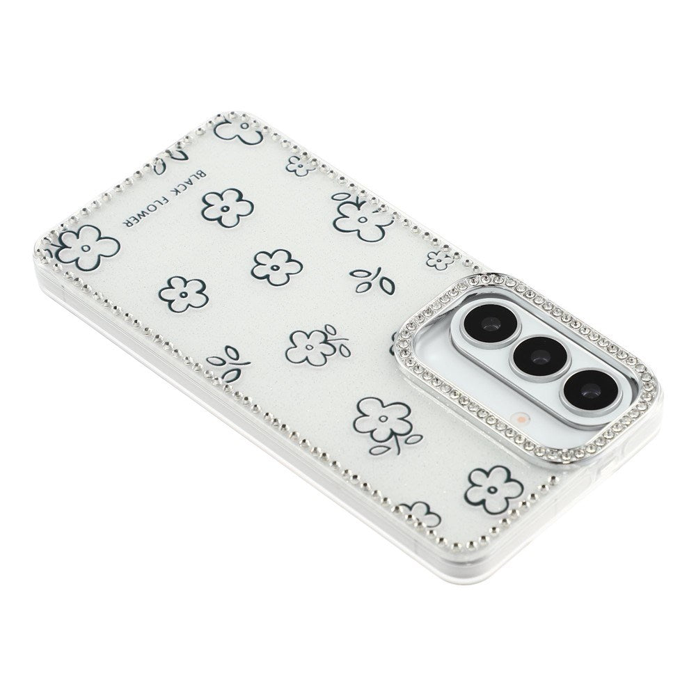 Samsung Galaxy S26 EIDERWOOD Hybrid Deksel med Strass & Blomsterdesign - Hvit / Blomster