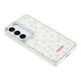 Samsung Galaxy S26 EIDERWOOD Hybrid Deksel med Strass & Blomsterdesign - Hvit / Vårblomster