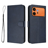 Honor 600 / 600 Pro EIDERWOOD Kunstskinn Flip Deksel m. Stropp - Blå