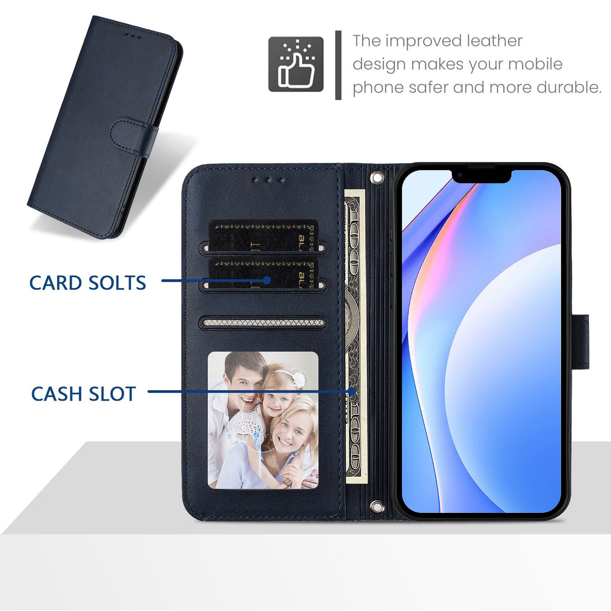 Honor 600 / 600 Pro EIDERWOOD Kunstskinn Flip Deksel m. Stropp - Blå