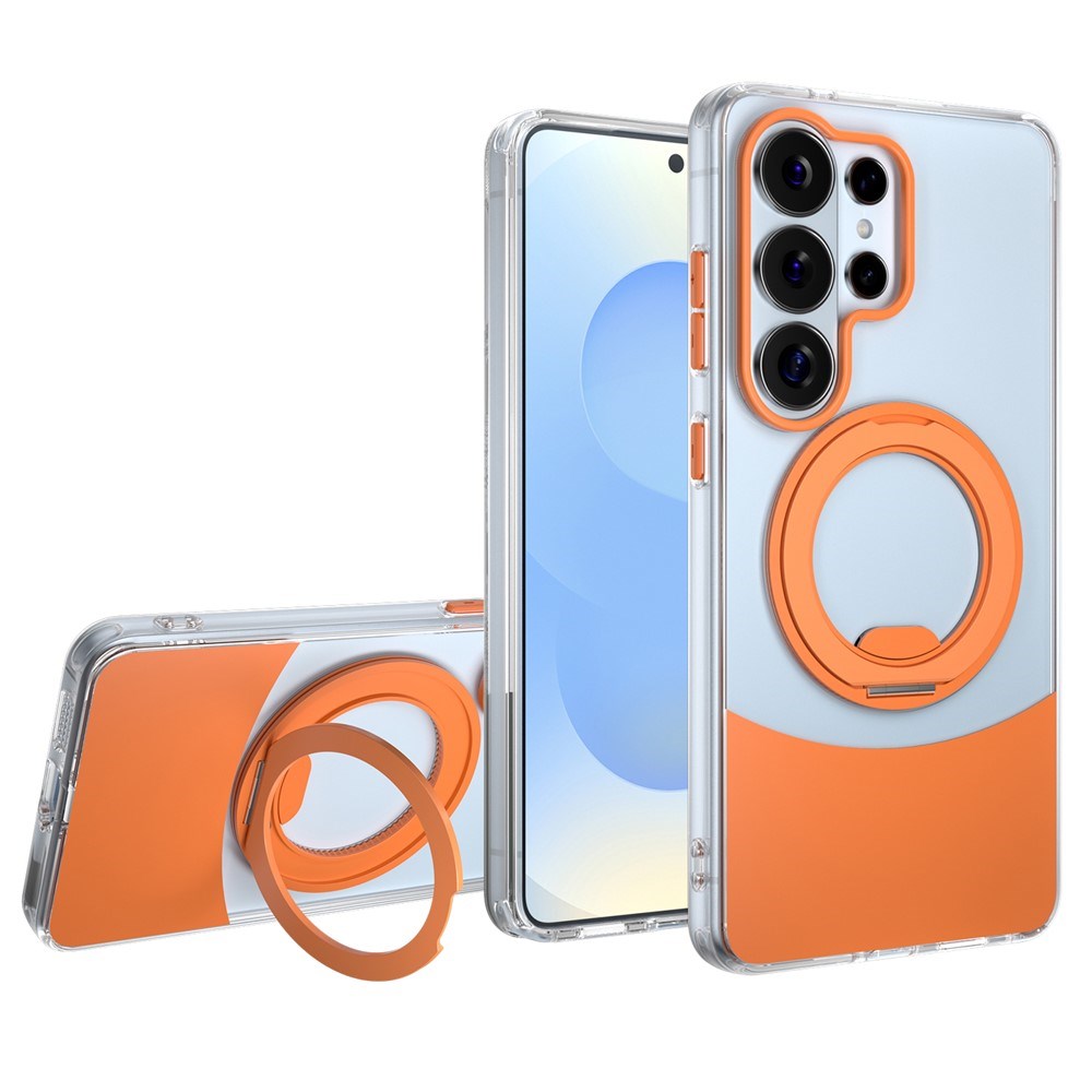 Samsung Galaxy S26 Ultra EIDERWOOD Hybrid Deksel med Stativfunksjon - MagSafe Kompatibel - Gjennomsiktig / Oransje